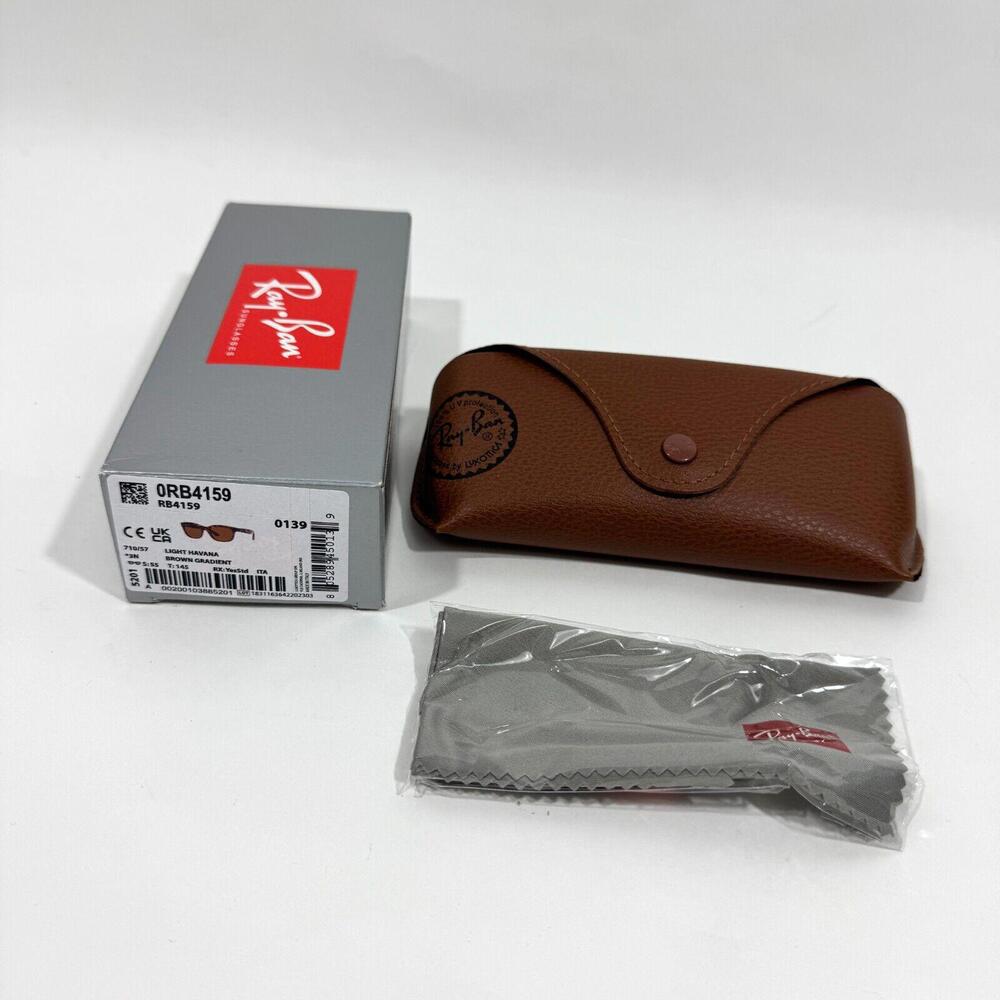 RayBan Unisex Brown Gradient Light Havana RB4159 55mm Square Sunglasses New - Picture 7 of 8